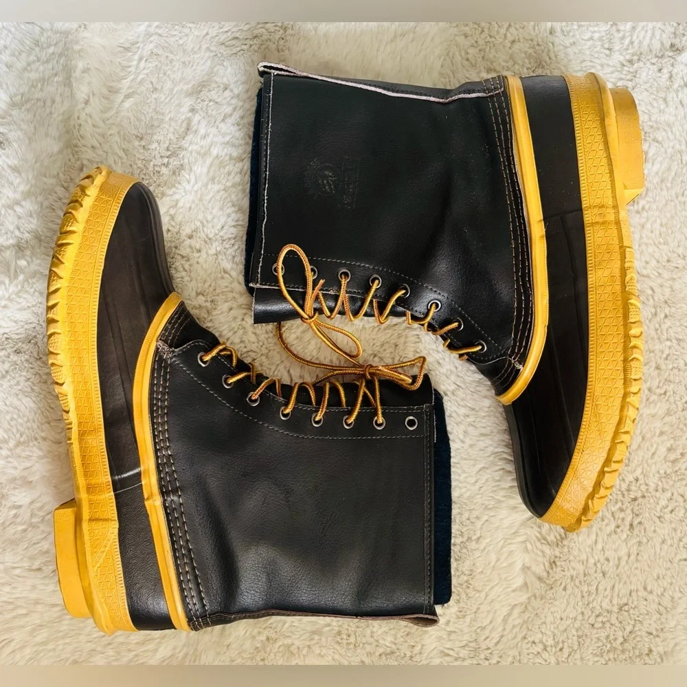 Vintage LaCrosse Brown Waterproof Fleece Lined Duck Boots Leather Upper Size: 12
